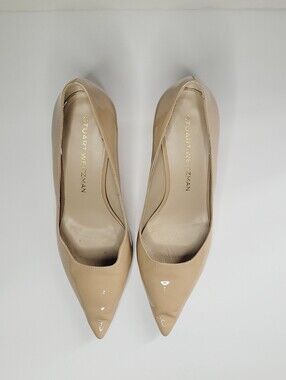 Stuart Weitzman Nude Beige Pumps Leather Pointed Toe Women's Size 8B Classic